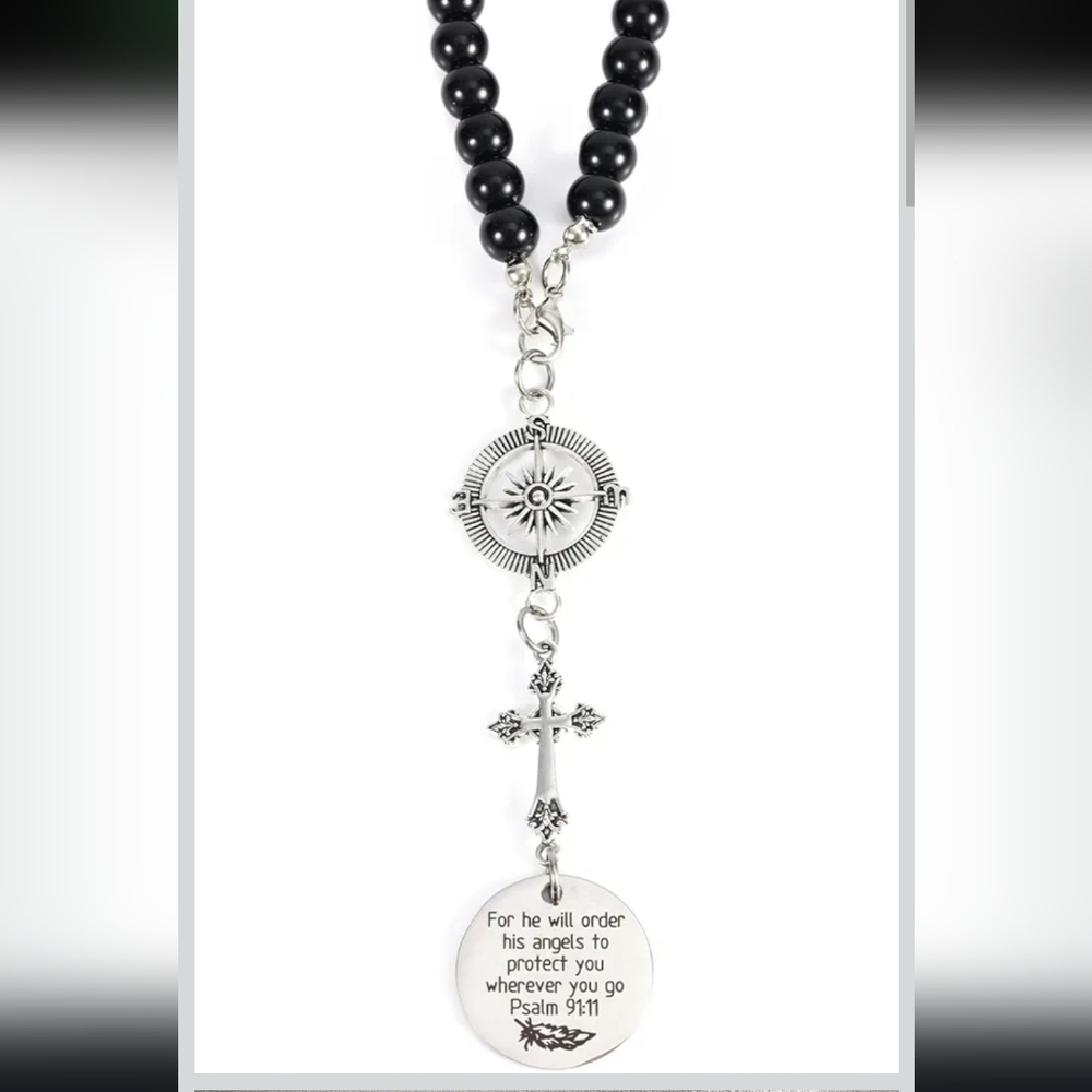 Christian Cross Rear View Mirror Charm Faith Religious